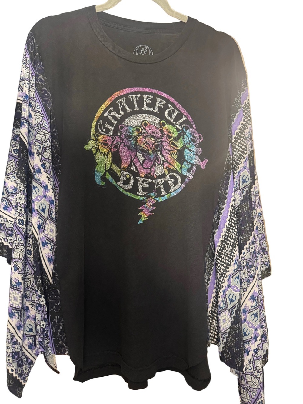 Upcycled Grateful Dead Boho Kimono Sleeve Top L XL